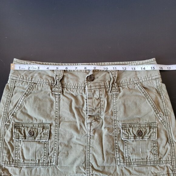 American Eagle Y2K Mini Cargo Skirt, Women’s Sz 2, 100% Cotton,  Olive Green EUC - Picture 7 of 8